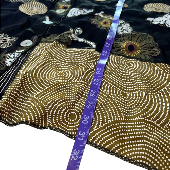 Vintage Eclectic Patchwork Appliqué Mixed Print Shell Button Blouse - Picture 9 of 14